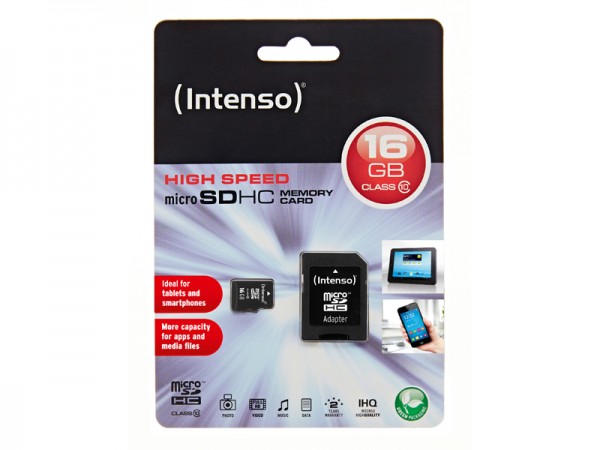 MicroSDHC 16GB Intenso incl Adapter CL10 Blister