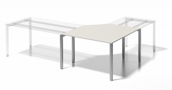 Bisley Cito Verkettungsplatte, DAC1212FG, 740 mm höhenfixes U-Gestell, B 1200/1200 x T 800 mm