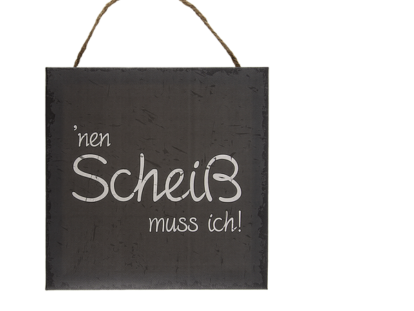 Schild , "nen Scheiß muss ich!", Papier auf Holzrahmen, 20 x 20 cm