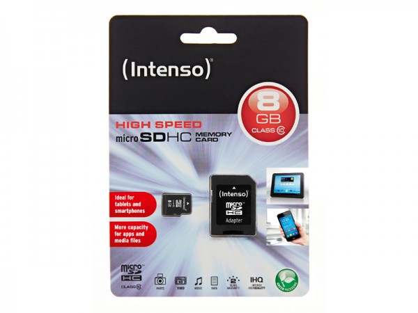 MicroSDHC 8GB Intenso incl Adapter CL10 Blister